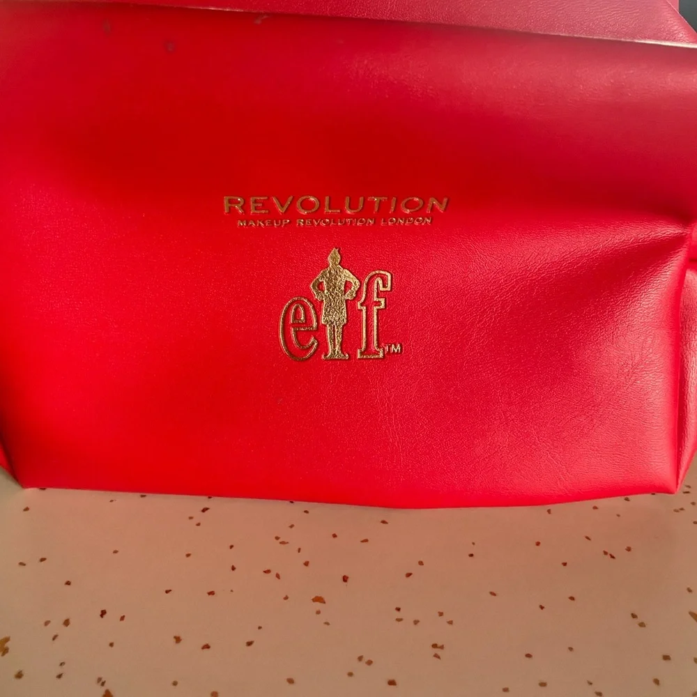 Lot of 2 Revolution x e.l.f. Red Makeup Bag and elf Green makeup bag